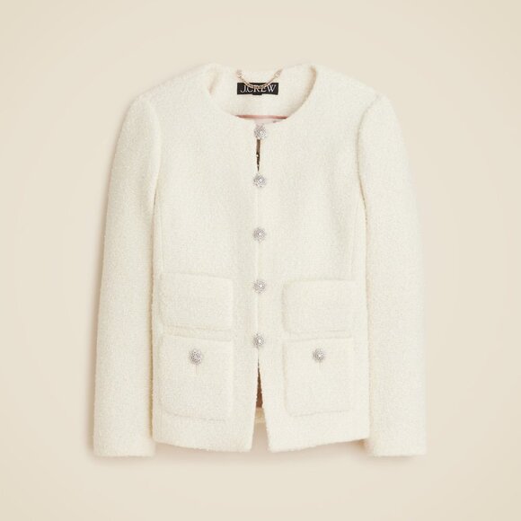 J. Crew Jackets & Blazers - NWT J.Crew Collection Lady Jacket in Meringue Textured Tweed Jewel Button 4 $378
